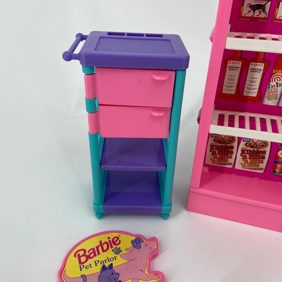 VINTAGE Barbie Pretty Pet Parlor Playset Shelf & Cart Replacement Accessory Lot - Picture 5 of 10